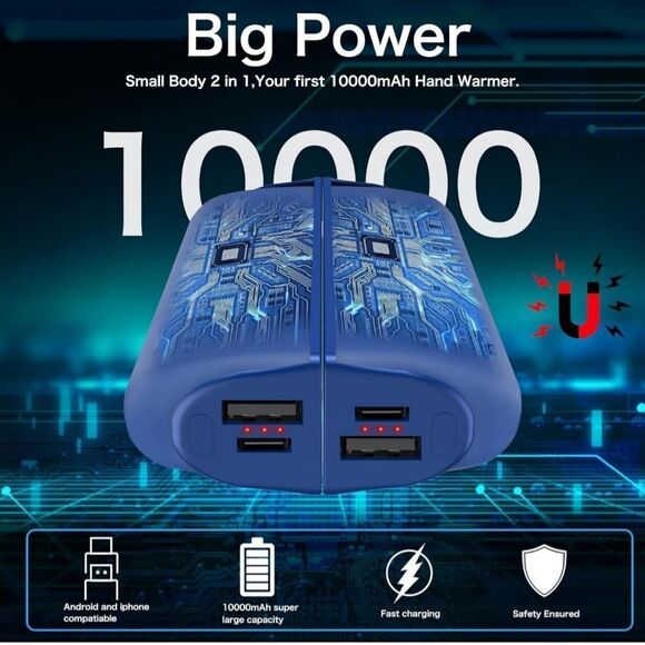 Hand Warmers Rechargeable 2 Pack,10000mAh Split-Magnetic Electric AI Handwarmer - Picture 7 of 9